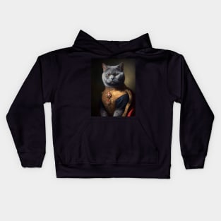 Royal Portrait of a British Shorthair Cat Kids Hoodie